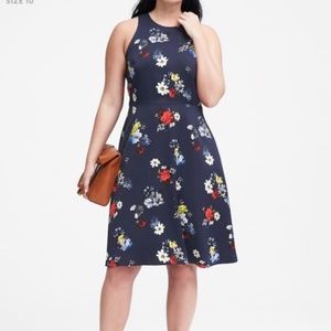 NWT Banana Republic Blue Fit & Flare Floral Dress